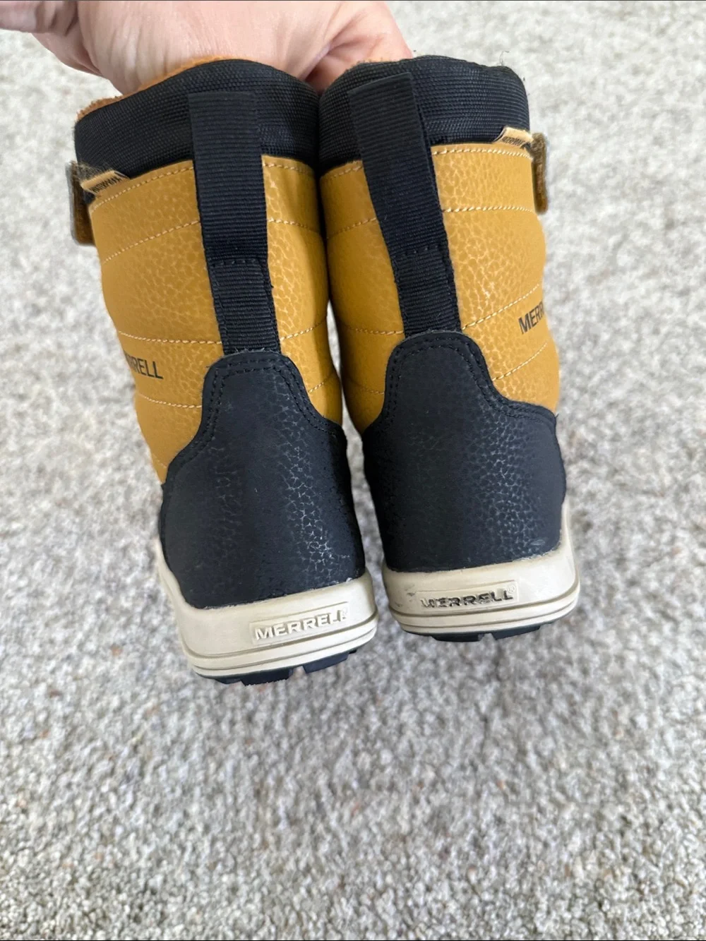 Merrell Kids Snow Storm waterproof boots Black and Mustard 13M